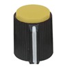 JK-905B-R KNOB,1/4"SHAFT,14.6MM,JK-905B BLACK/YELLOW,w/SET  SCREW Knob 1/4" Shaft 14.6