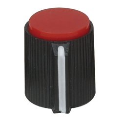 JK-905A-R KNOB,1/4"SHAFT,14.6MM,JK-905A, BLACK/RED,w/SET SCREW  Knob 1/4" Shaft 14.6Mm