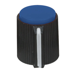 JK-905C-R KNOB,1/4"SHAFT,14.6MM,JK-905C, BLACK/BLUE,w/SET SCREW  Knob 1/4" Shaft 14.6M