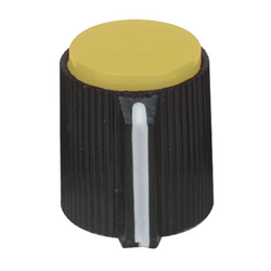 JK-905B-R KNOB,1/4"SHAFT,14.6MM,JK-905B BLACK/YELLOW,w/SET  SCREW Knob 1/4" Shaft 14.6