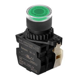 S2PR-P3GABD  Autonics Illuminated Push Button (Non-Flush), ø22/25, Green, 1 Normal Open, 1 Normal Close, LED 12-30VDC/AC
