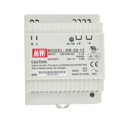 Schneider Siemens Mean Well DR-30-12 POWER SUPPLY, 30 W, SINGLE OUTPUT, 12 V, 2 A INDUSTRIAL PLASTIC AC-DC