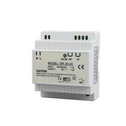 EDISA CORP DR-30-24 DIN Rail Power Supply, 24V 1.5A 36W, Input 100-240VAC 50/60Hz