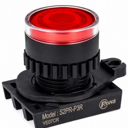 Autonics S2PR-P3R Red Illuminated Push Button Control Switch Unit, LED Block Required